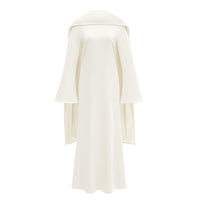 Uranie White Pearl Trim Shawl Detail Maxi Dress