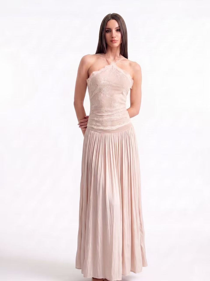 Volinola Lace Floral Ruch Maxi Dress