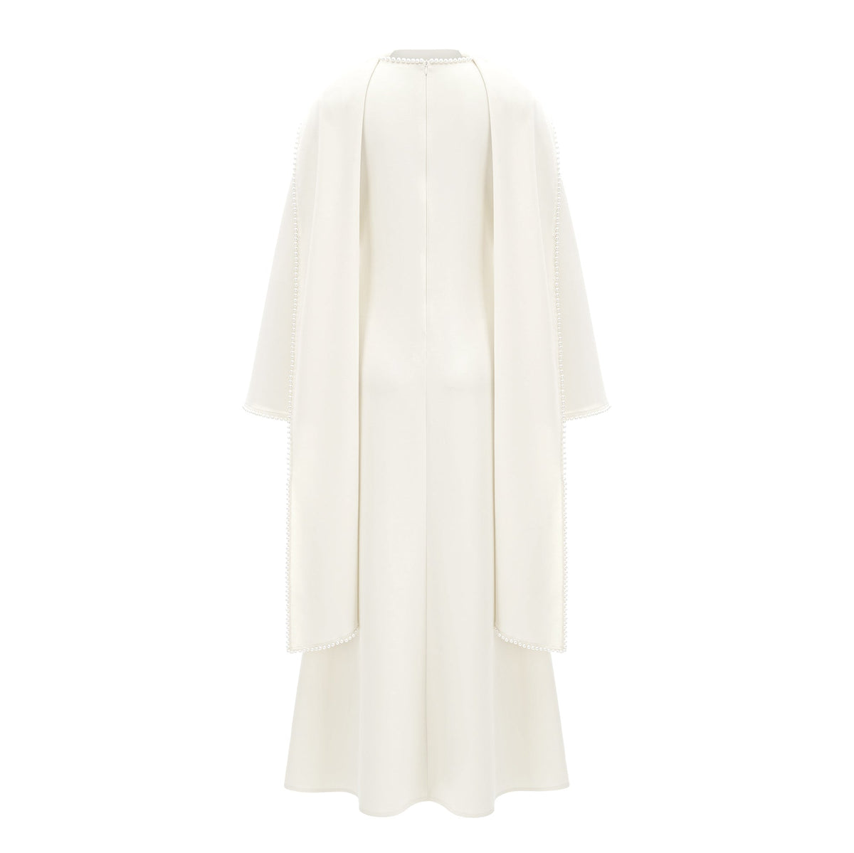 Uranie White Pearl Trim Shawl Detail Maxi Dress