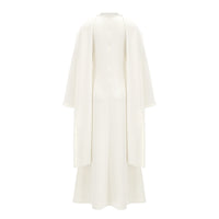 Uranie White Pearl Trim Shawl Detail Maxi Dress