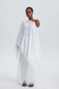Inken Cream Cape & Skirt Set with Lace Trim