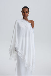 Inken Cream Cape & Skirt Set with Lace Trim