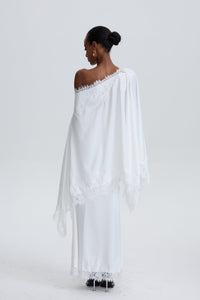Inken Cream Cape & Skirt Set with Lace Trim
