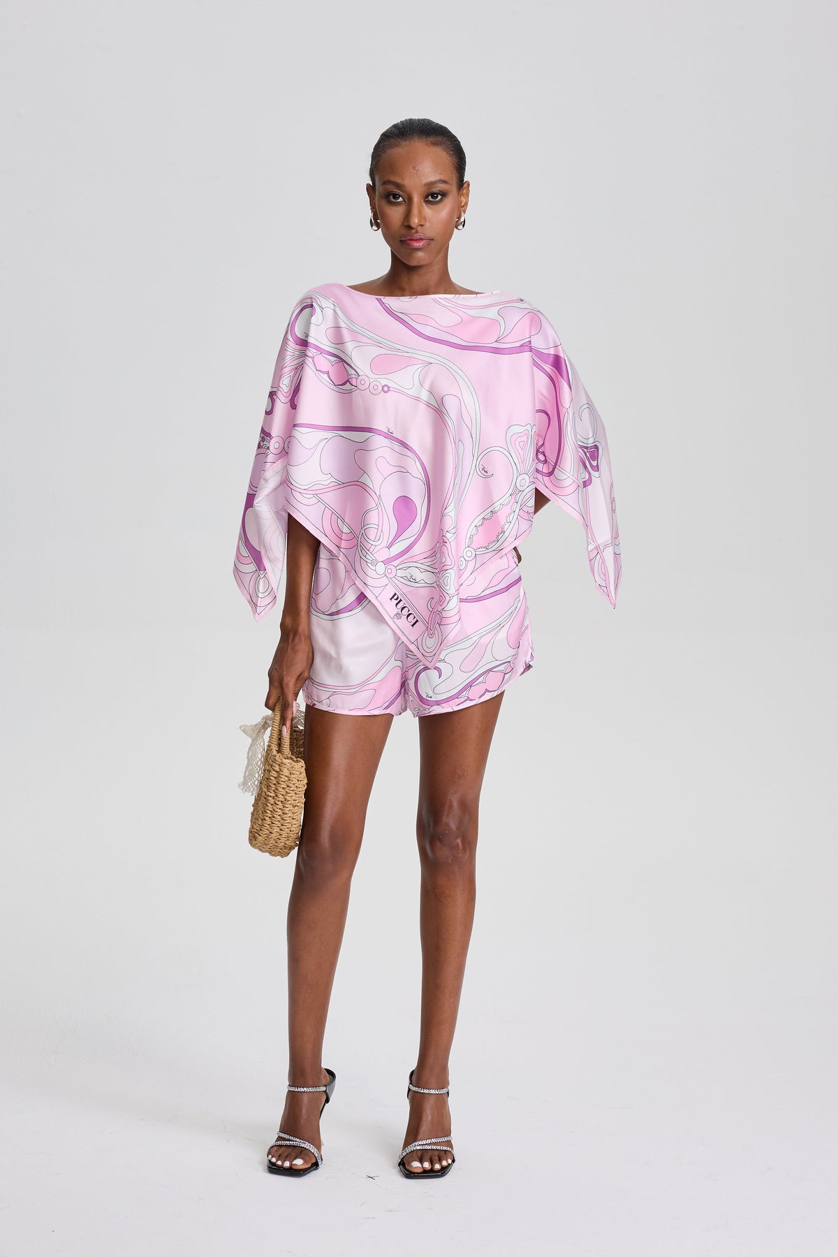 Gaëlle Abstract Swirl Print Silk-twill Set
