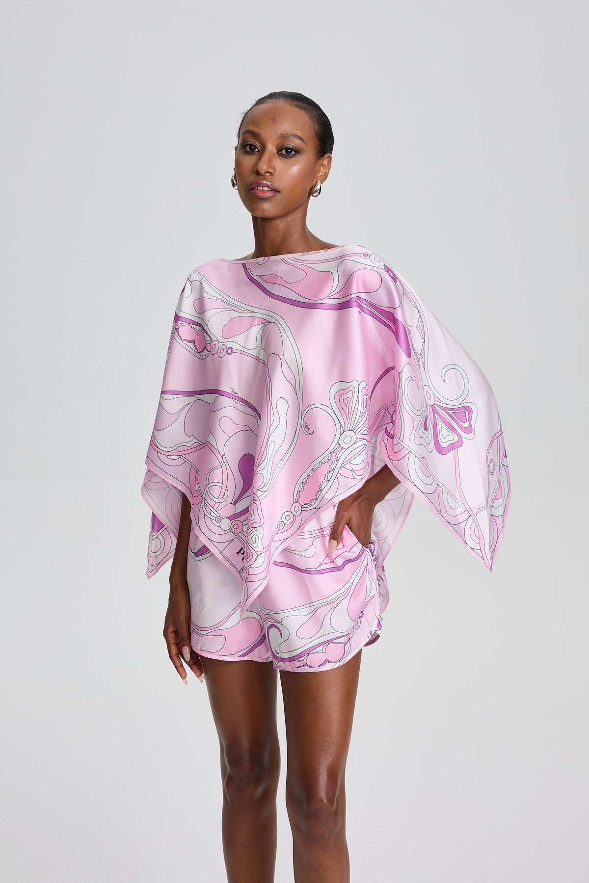 Gaëlle Abstract Swirl Print Silk-twill Set
