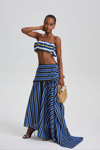 Bertille Stripe Ruch Skirt Set