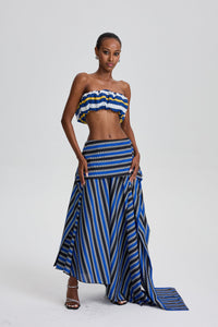 Bertille Stripe Ruch Skirt Set
