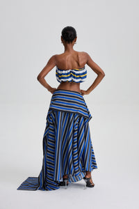Bertille Stripe Ruch Skirt Set