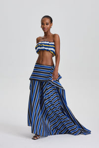 Bertille Stripe Ruch Skirt Set