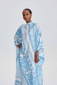 Quinn Retro Geometric Print Loose Batwing Sleeve Maxi Kaftan Dress