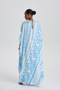 Quinn Retro Geometric Print Loose Batwing Sleeve Maxi Kaftan Dress