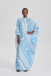 Quinn Retro Geometric Print Loose Batwing Sleeve Maxi Kaftan Dress