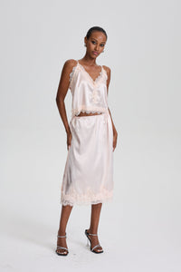 Belinda Floral Lace Trim Cami Midi Skirt Set