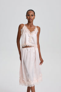 Belinda Floral Lace Trim Cami Midi Skirt Set
