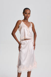 Belinda Floral Lace Trim Cami Midi Skirt Set