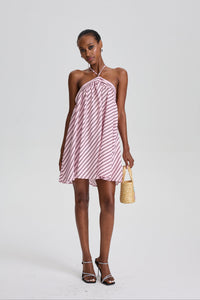 Averill Halter Neck Striped Mini Dress