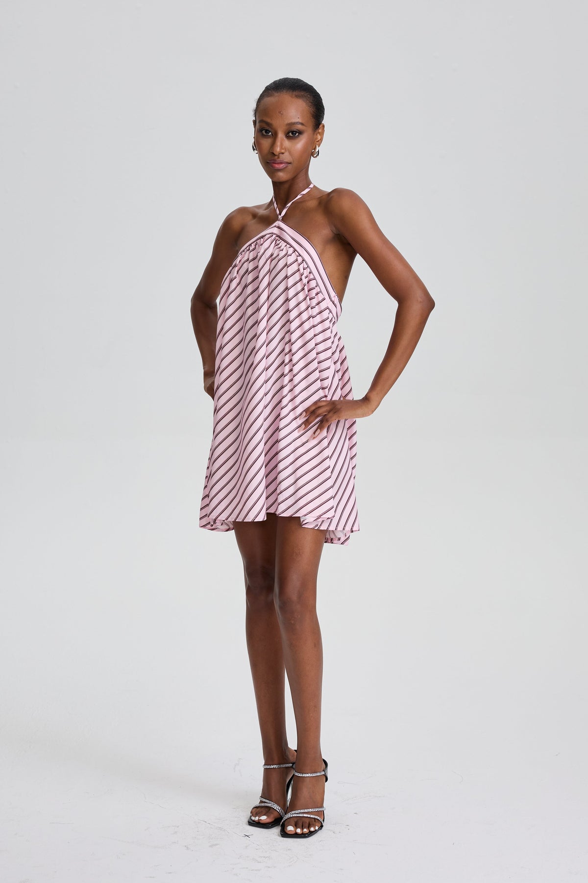 Averill Halter Neck Striped Mini Dress