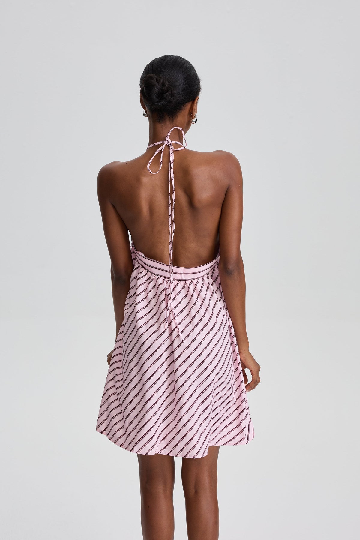 Averill Halter Neck Striped Mini Dress