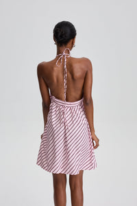 Averill Halter Neck Striped Mini Dress
