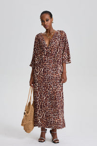 Adiel V-Neck Leopard Maxi Dress