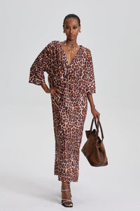Adiel V-Neck Leopard Maxi Dress