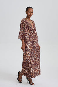 Adiel V-Neck Leopard Maxi Dress