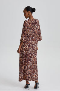 Adiel V-Neck Leopard Maxi Dress