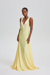 Renáta Twist Lemon Shoulder Maxi Dress