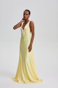 Renáta Twist Lemon Shoulder Maxi Dress