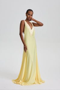 Renáta Twist Lemon Shoulder Maxi Dress