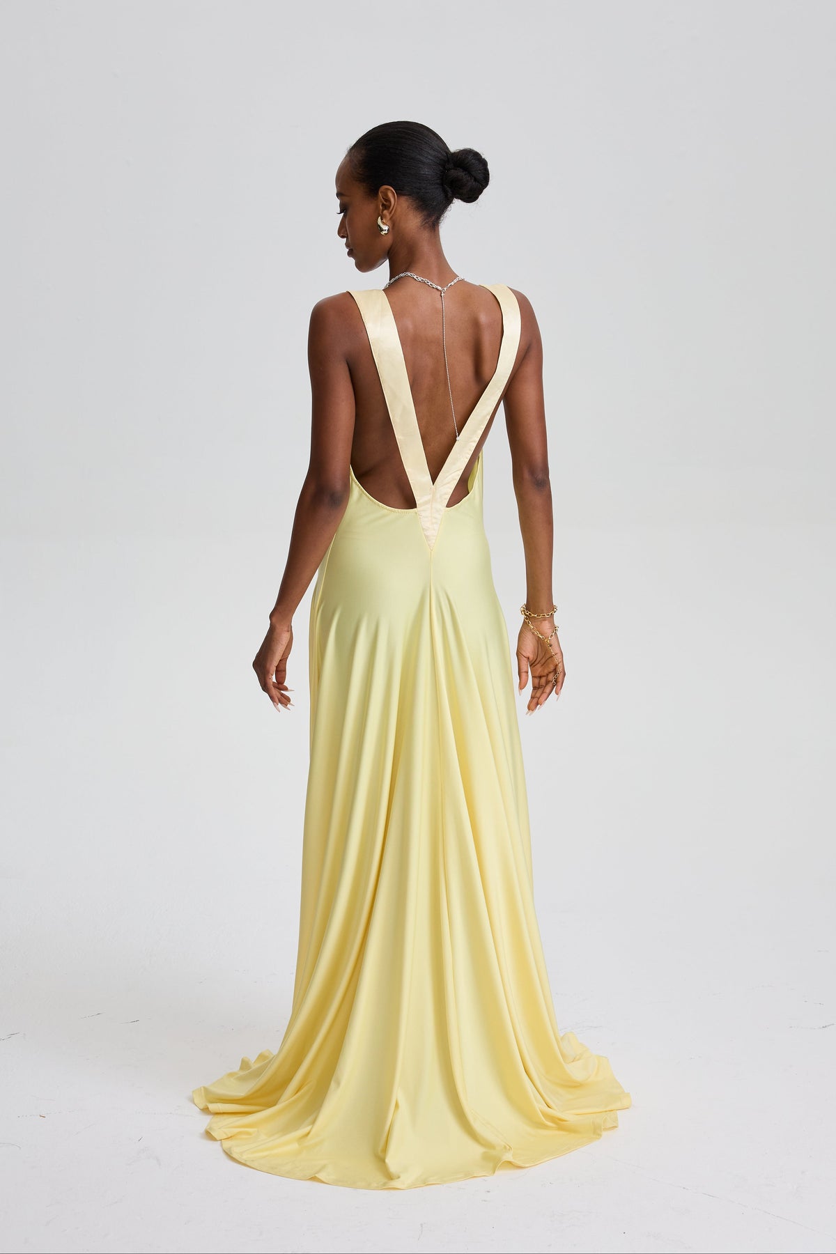 Renáta Twist Lemon Shoulder Maxi Dress