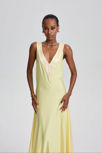 Renáta Twist Lemon Shoulder Maxi Dress