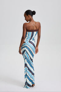 Margauxr Asymmetric Stripe Maxi Dress