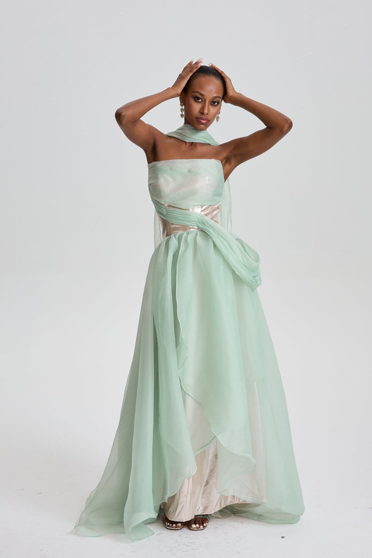 Zinnia Strapless Organza Maxi Dress
