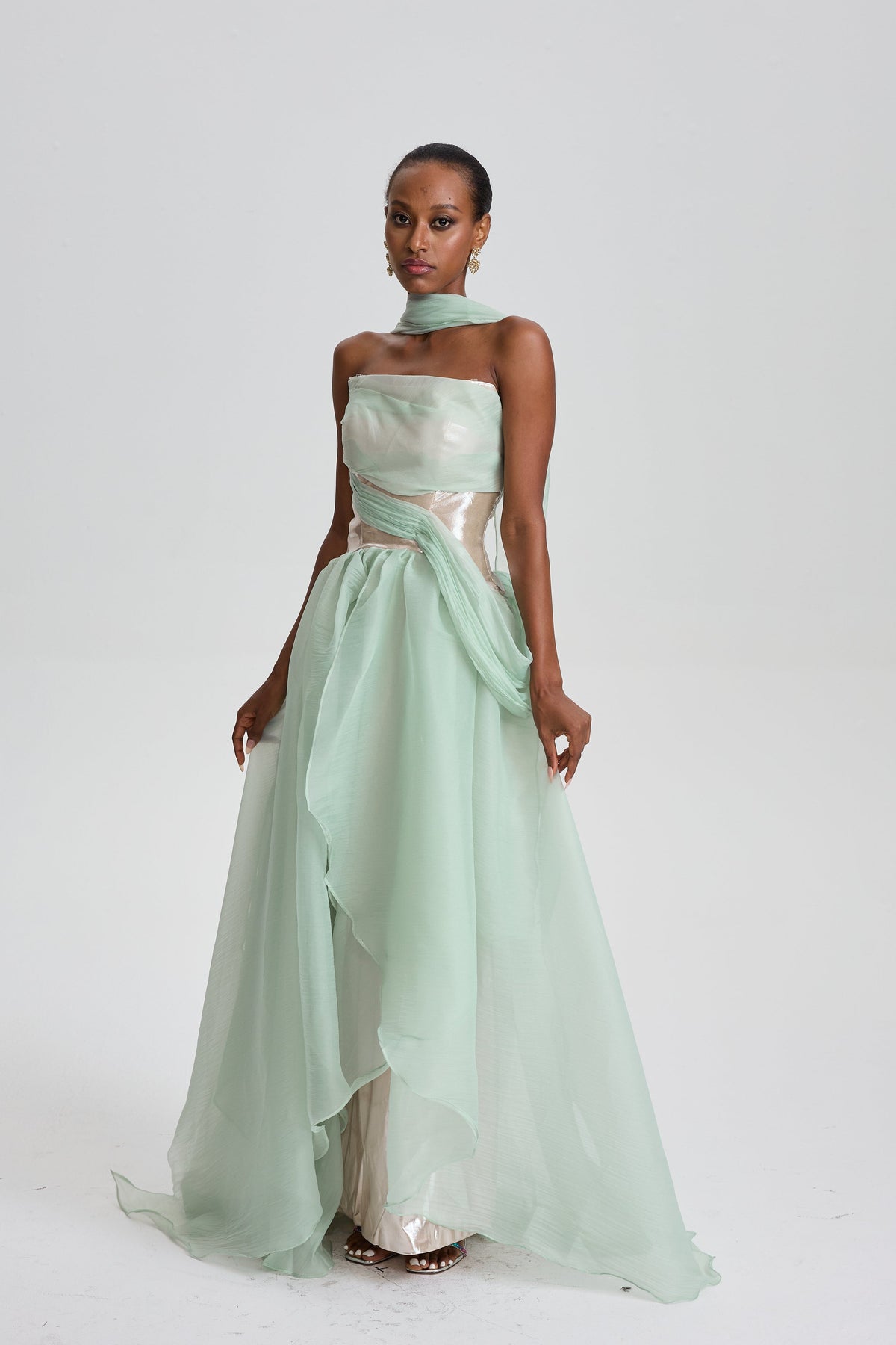 Zinnia Strapless Organza Maxi Dress