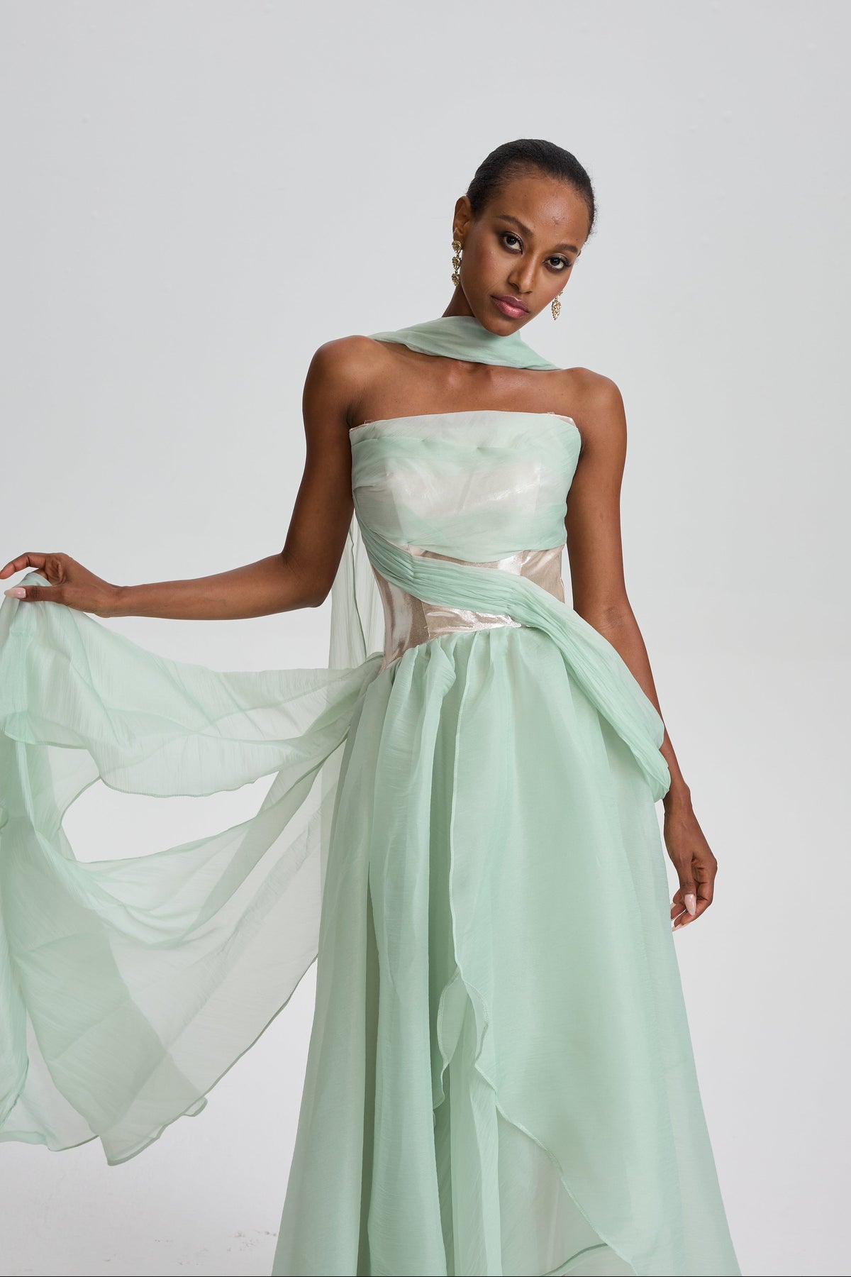 Zinnia Strapless Organza Maxi Dress