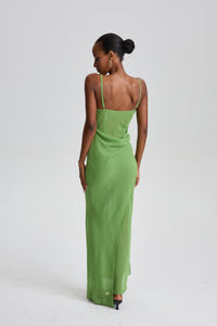 Eskender Cowl Neck Spaghetti Strap Maxi Dress