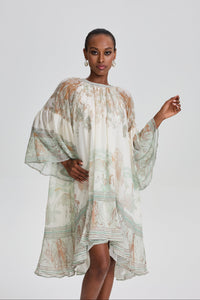 Siosi Bell Sleeve Print Ruffle Mini Dress