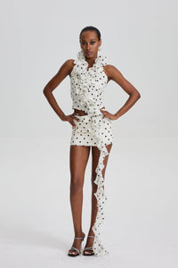 Franziska Polka Dot Halter Set with Long Ruffle Streamer