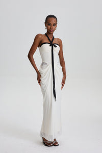 Nevaeh Lace Cut‑Out Draped Bodycon Maxi Dres
