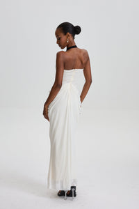 Nevaeh Lace Cut‑Out Draped Bodycon Maxi Dres