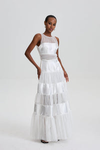 Patricie Sleeveless Mesh Panel Tiered Maxi Dress