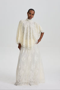 Odelia High‑Waist Floral Lace Overlay Maxi Skirt
