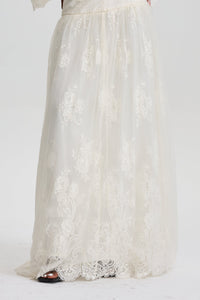 Odelia High‑Waist Floral Lace Overlay Maxi Skirt