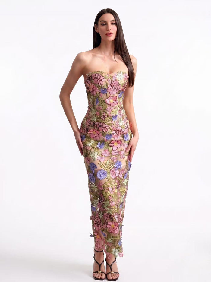 Fonniom Embroidered Sequin Floral Maxi Dress