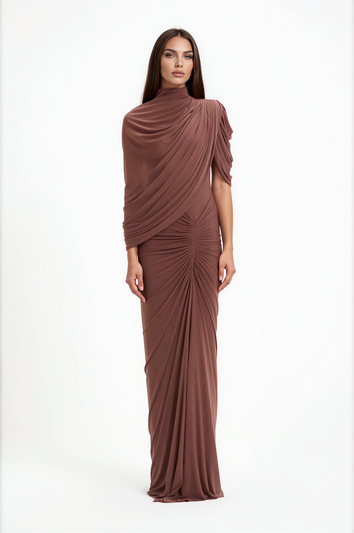 Dubaku Draped Shawl Maxi Dress