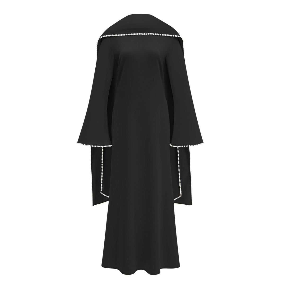 Seraphina Black Pearl Trim Shawl Maxi Dress