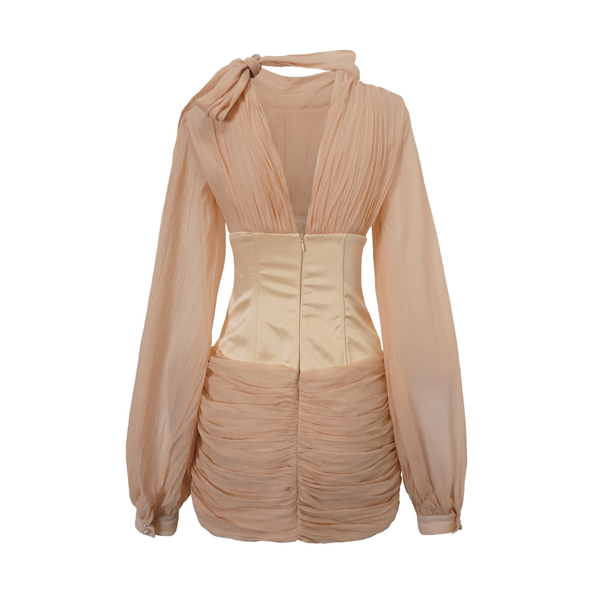 Dodecara cinched-waist floral-appliqué panelled mini dress