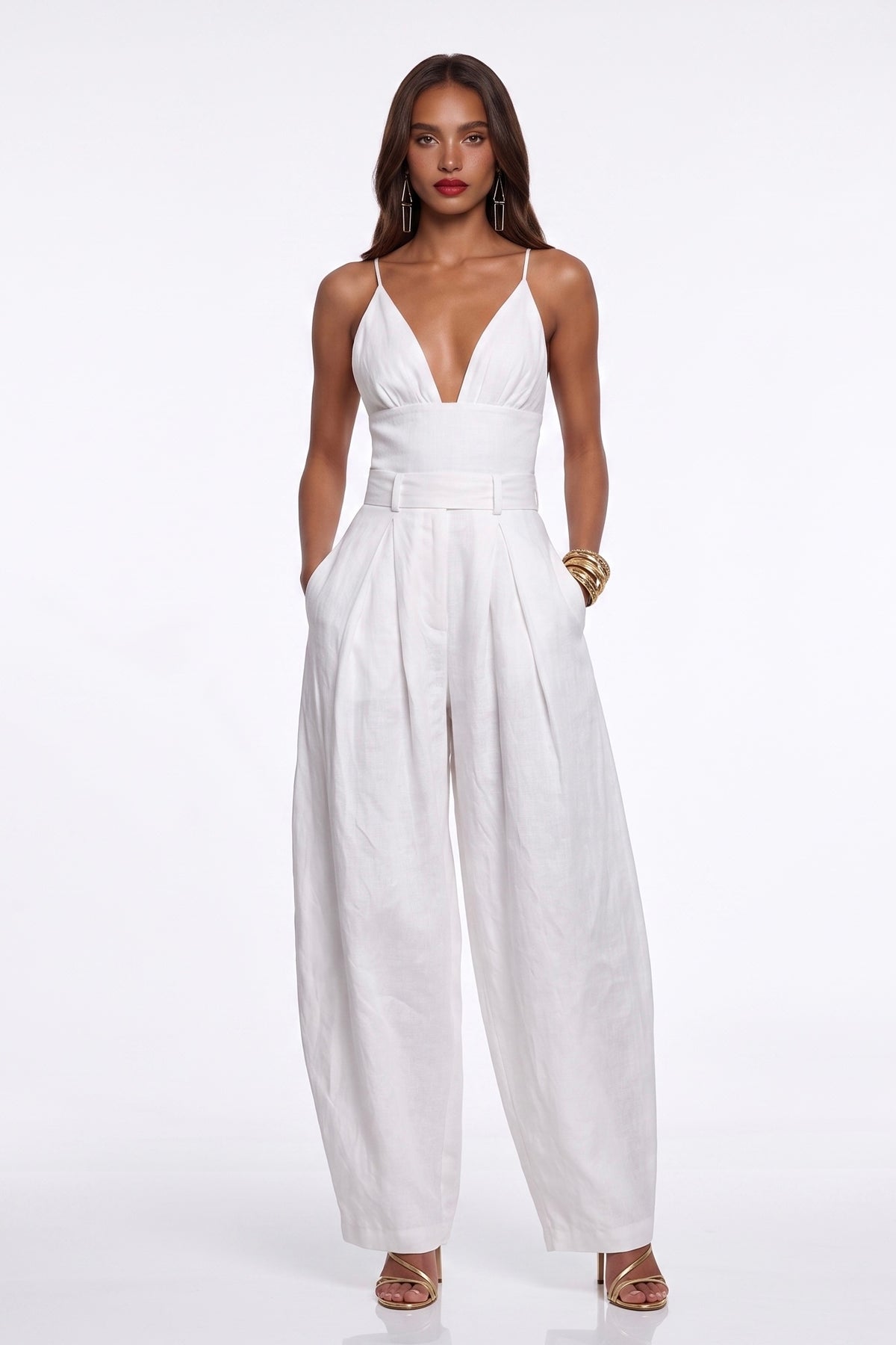 Frosina Sleeveless High Waist Baggy Wide Leg Jumpsuit