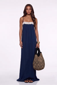 Dumuzi Lace Trim Spaghetti Strap Maxi Dress